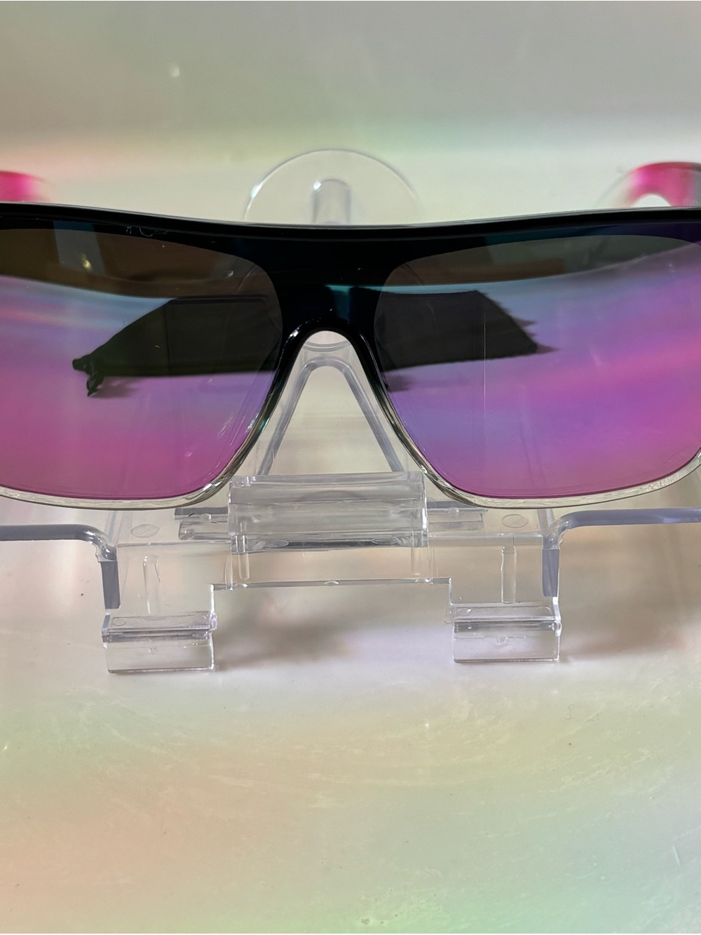 NEVEN LEGEND Nomads Men's Shield Sunglasses Black Plastic Frame Purple Lens